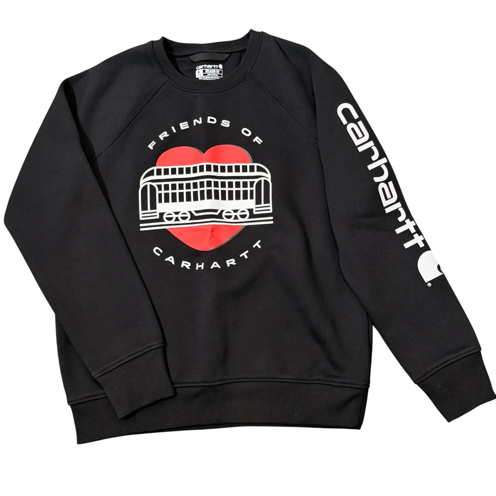 Carhartt Logo Black Heavyweight Womens Sweatshirt (M) NEW Graphic Crewneck